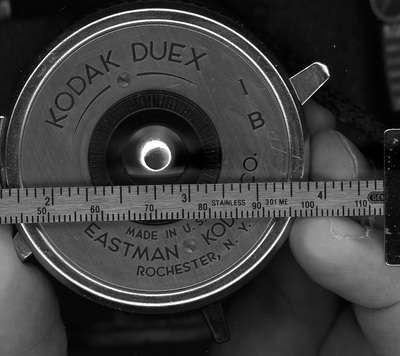 Lens of Duex with a scale in front of it